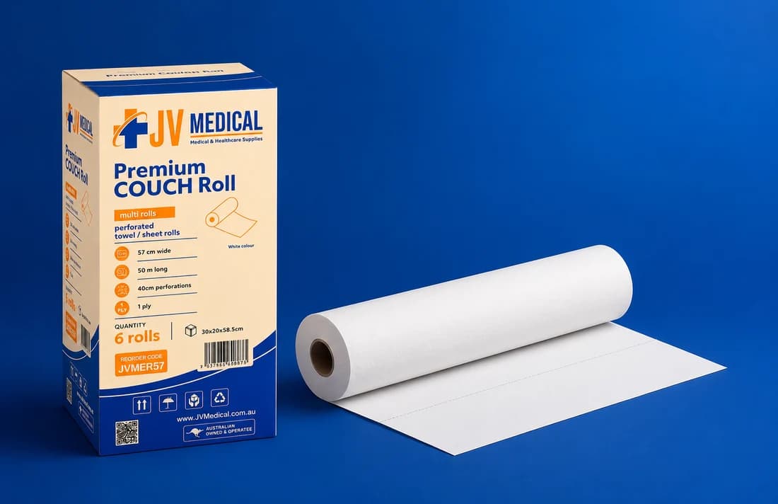 JV Medical Premium Couch Roll carton with paper bed roll