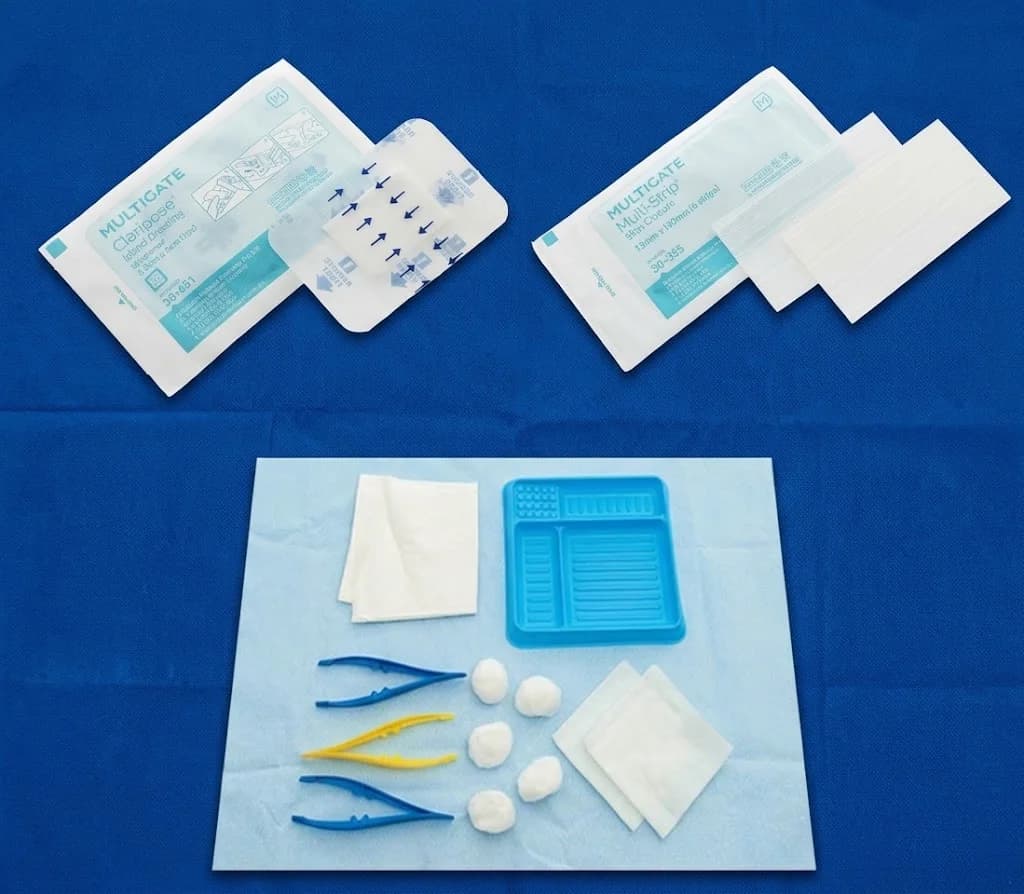 Wound care range — Multigate Claripose dressings, Multi-Strip skin closures and sterile dressing pack